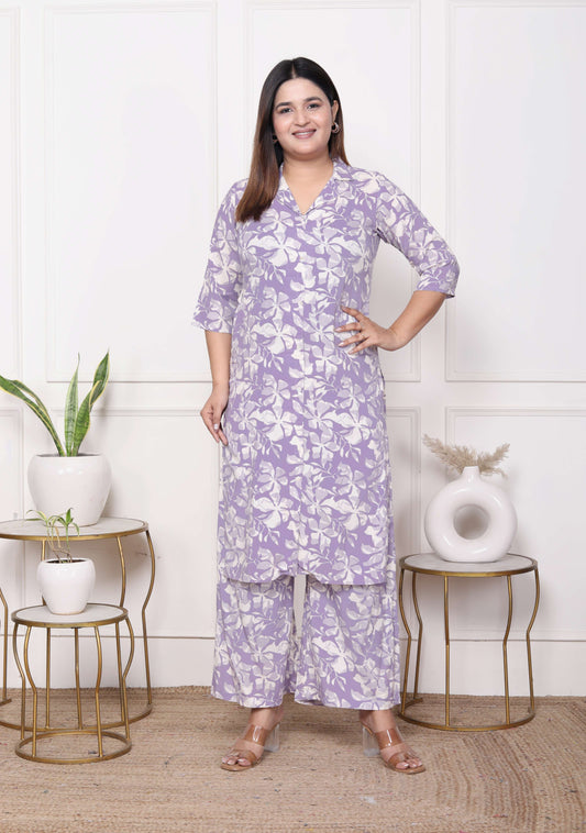 Lavender & White Floral Cotton Co-ord Set