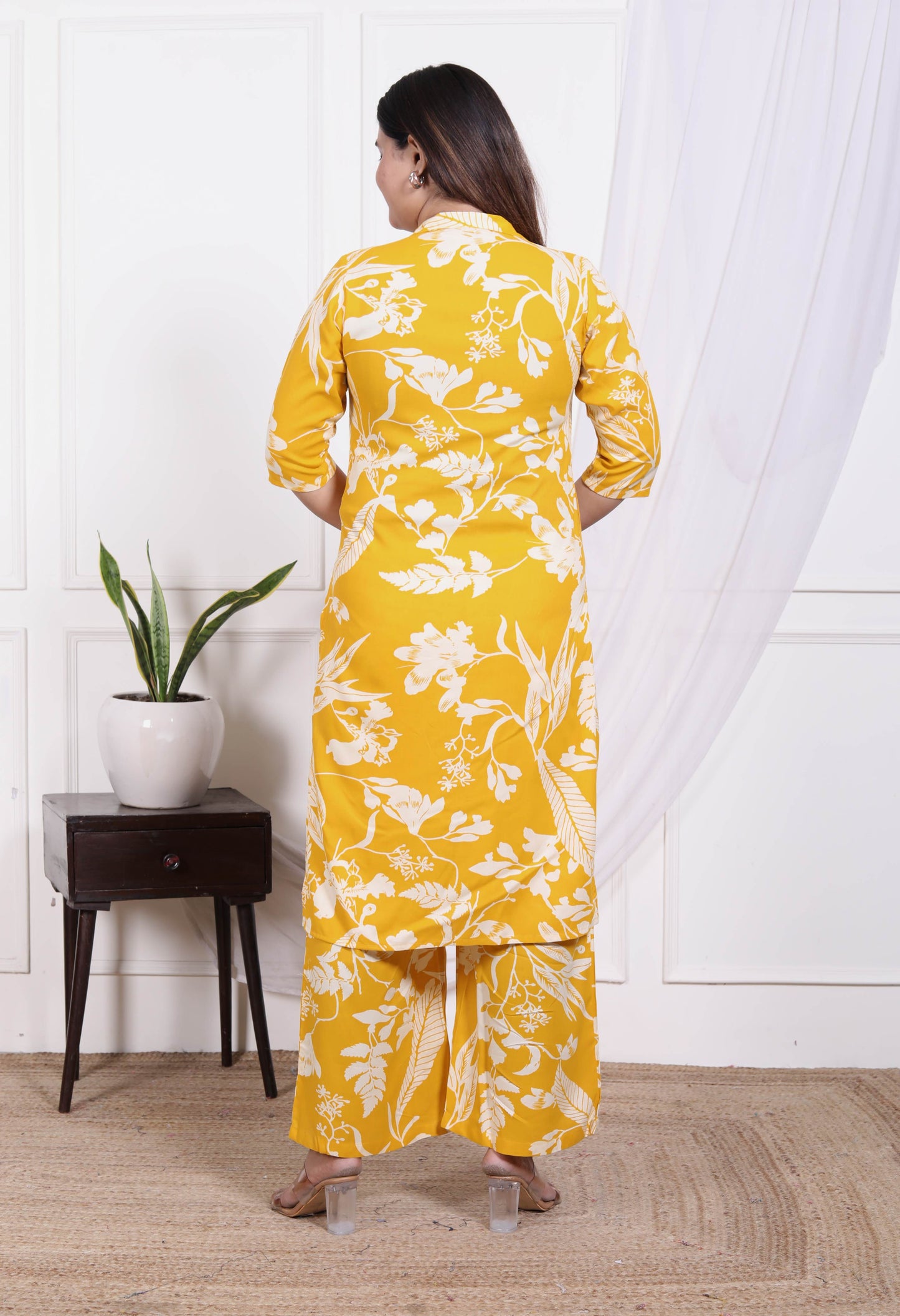 Yellow Floral Printed Cotton Co-ord Set