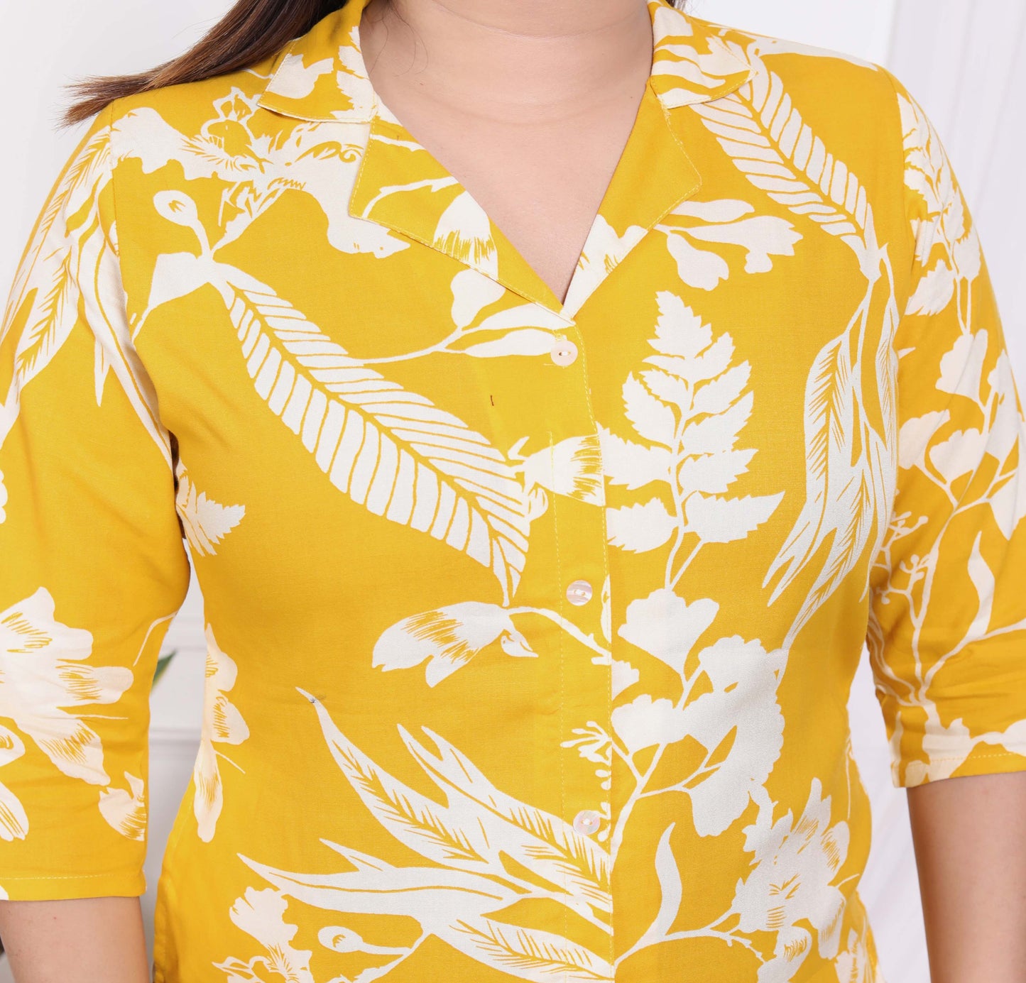 Yellow Floral Printed Cotton Co-ord Set