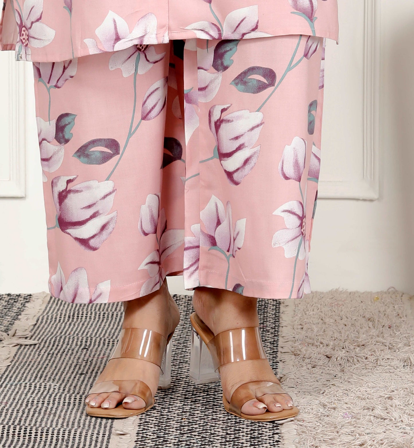 Blush Pink Floral Printed Cotton Co-ord Set