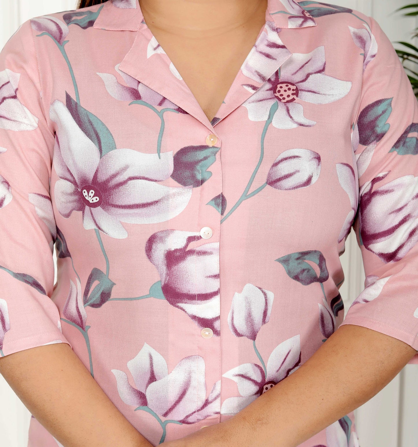 Blush Pink Floral Printed Cotton Co-ord Set