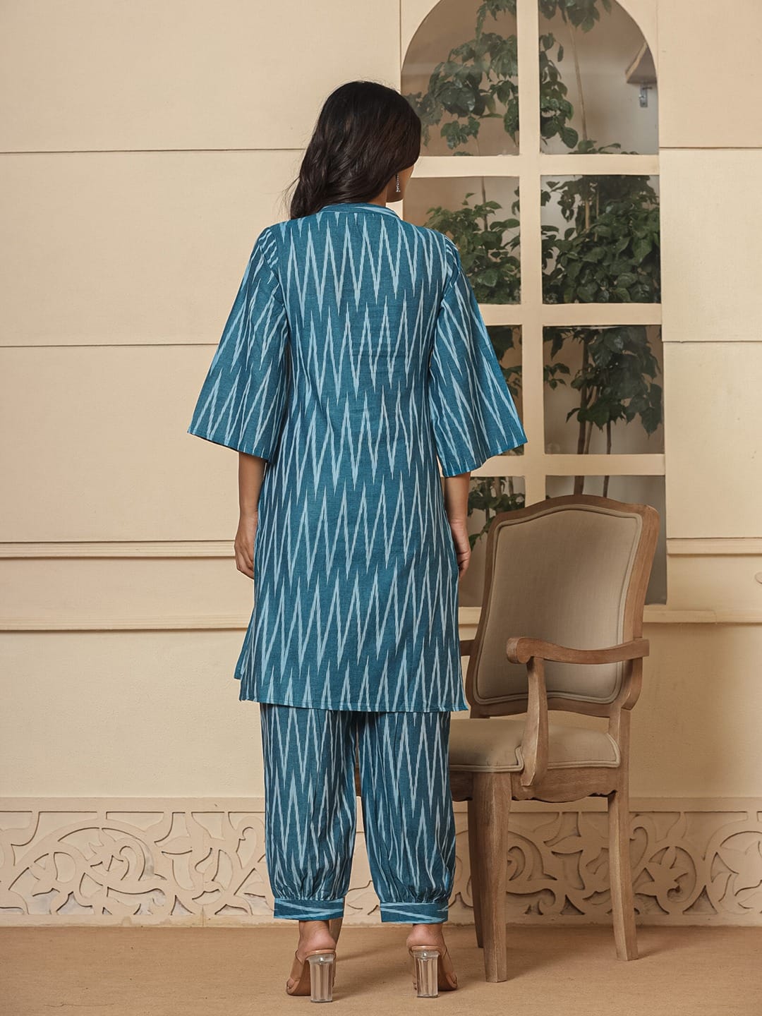 Blue Ikat Handloom Cotton Co-ord Set