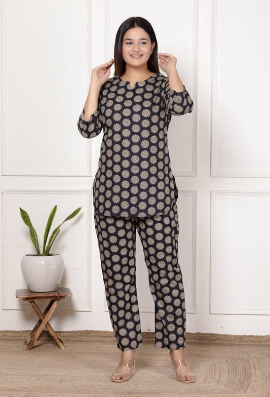Black Ajrakh Print Cotton Co-Ord Set