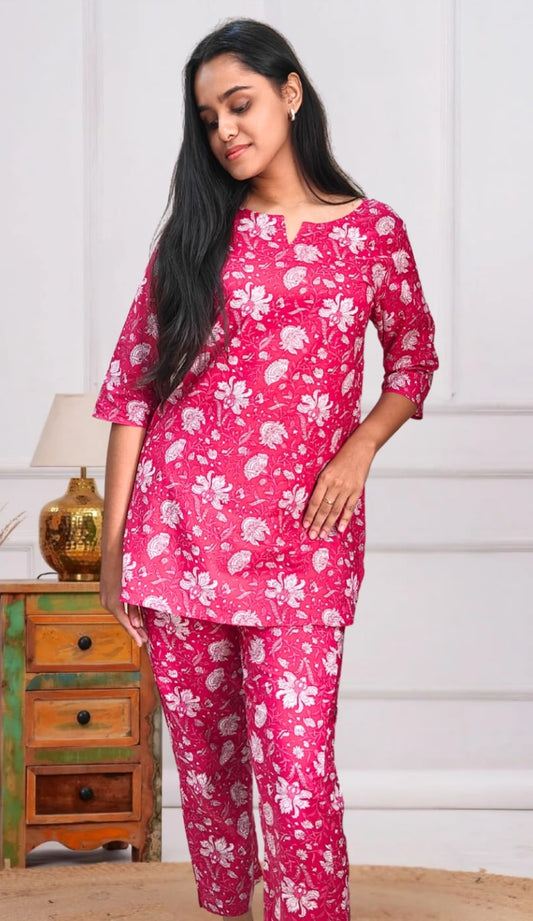 Pink Floral Cotton Co-ord Set