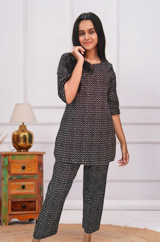 Black Buti Printed Cotton Co-ord Set