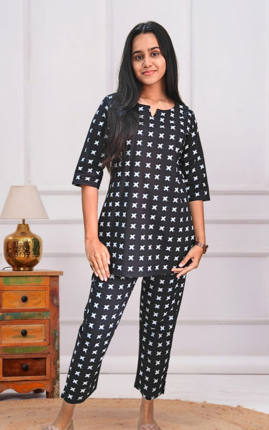 Black Star Printed Cotton Co-ord Set