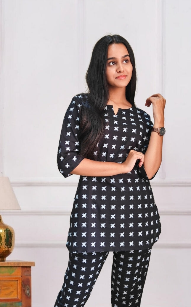 Black Star Printed Cotton Co-ord Set