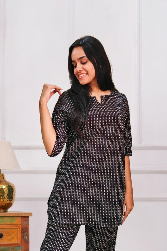 Black Buti Printed Cotton Co-ord Set