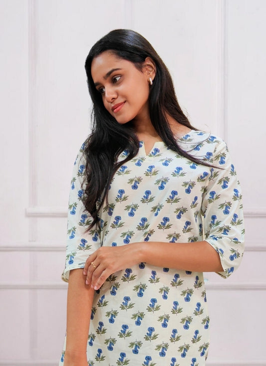 Off white Floral Cotton Co-ord Set
