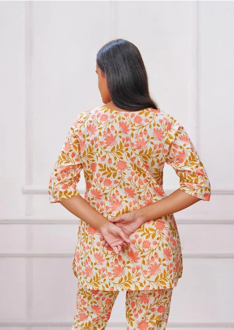 Cream Floral Cotton Co-ord Set