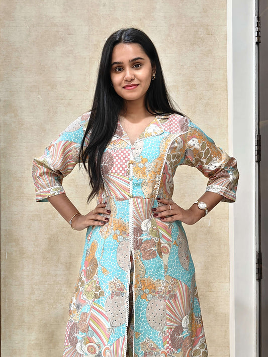 Pastel Printed Muslin Co-ord Set for Women