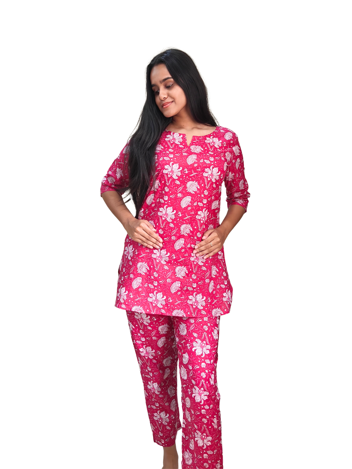 Pink Floral Cotton Co-ord Set
