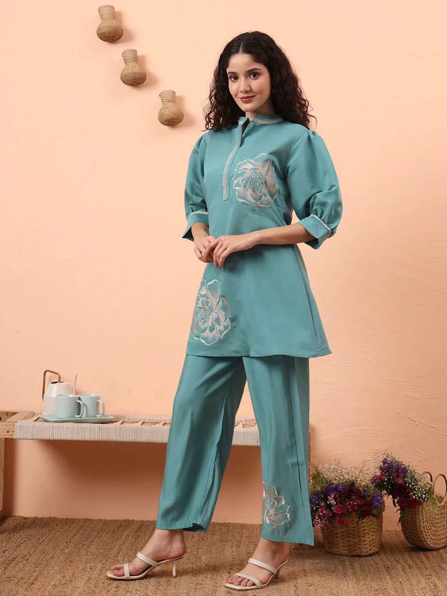 Pista Green Silk Co-ord Set