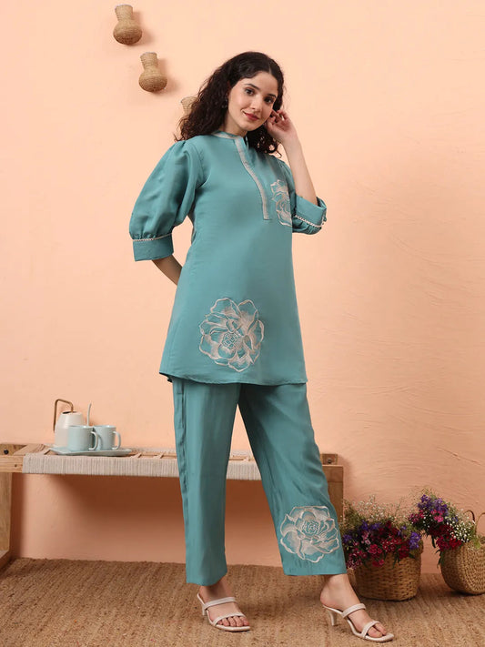 Pista Green Silk Co-ord Set