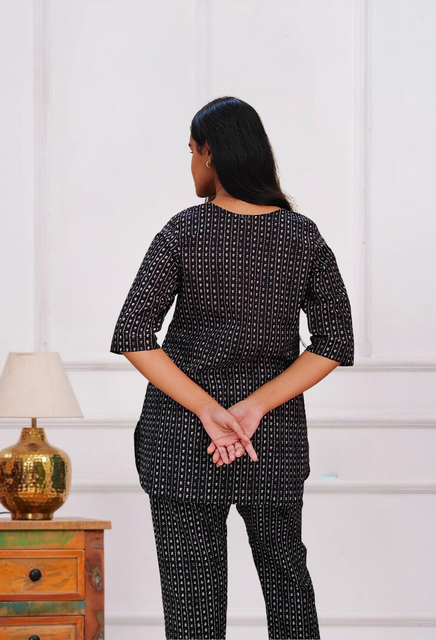 Black Buti Printed Cotton Co-ord Set