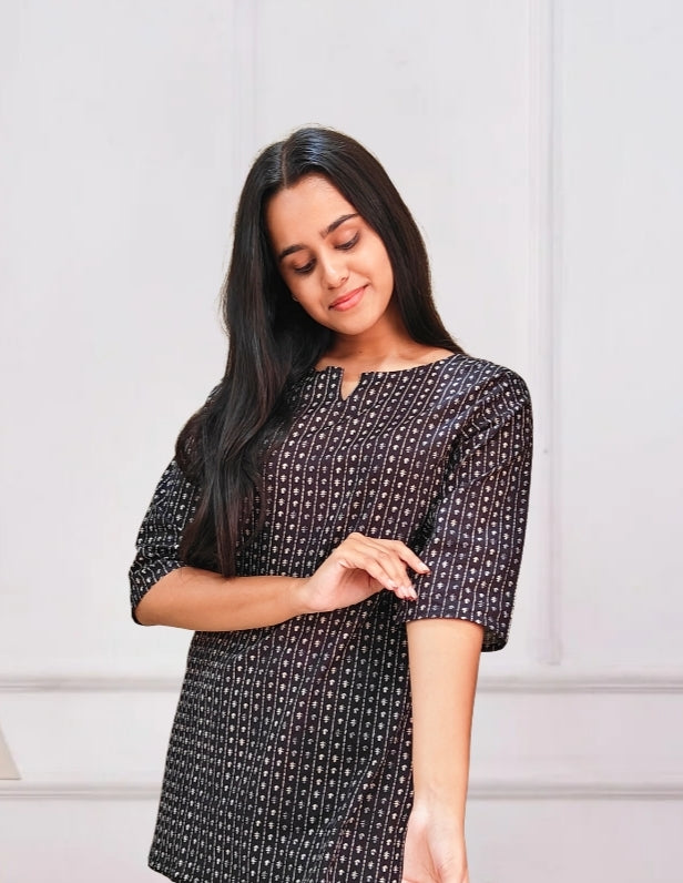 Black Buti Printed Cotton Co-ord Set